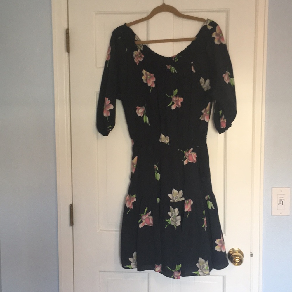 Anthropologie navy floral dress